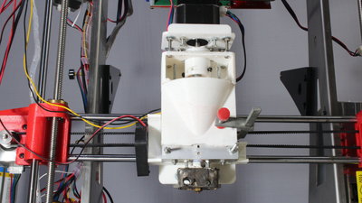 Direct granules extruder, printed parts PLA