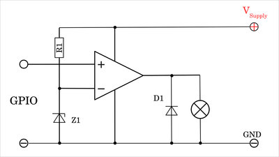 Operational amplifier switching load directly