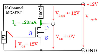 N-channel MOSFET at maximal gate voltage