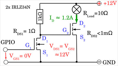 N-channel MOSFET with preamplifier turned ON
