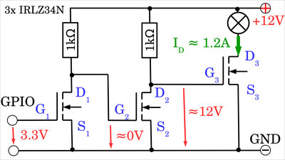 N-channel MOSFET with 2 preamplifying stages