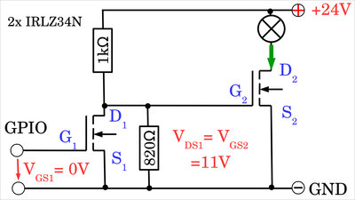 Preamplifying stage with voltage divider