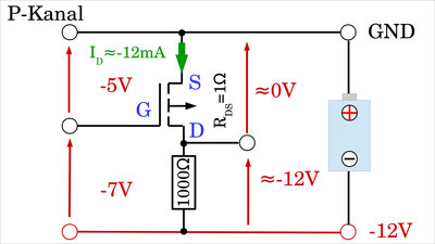 P-Kanal MOSFET an Mikrocontroller mit positiver Versorgungsspannung als Bezugspotential