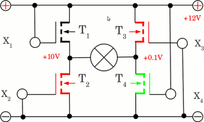 H bridge composed of N-channel MOSFETS
