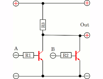 Resistor transistor logic RTL, NOR gate