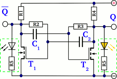 Astable multivibrator using MOSFETs